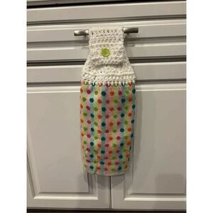 Crochet Top Kitchen Towel- Colored dots